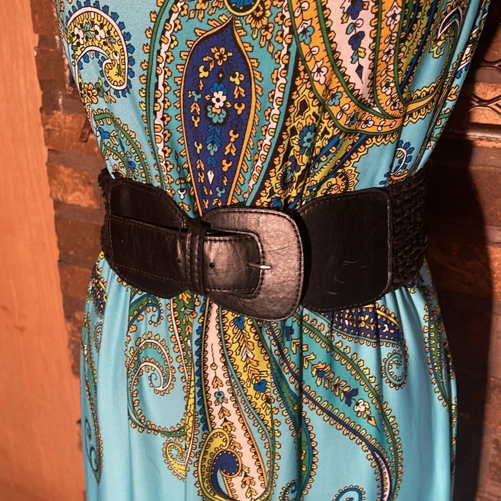 Bisou Bisou Paisley Strapless Dress - Blue and Green 14 - Picture 2 of 4